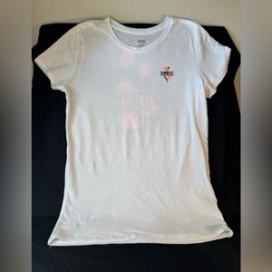 PINK Victoria's Secret White Tee with Soft Pink Floral Accents